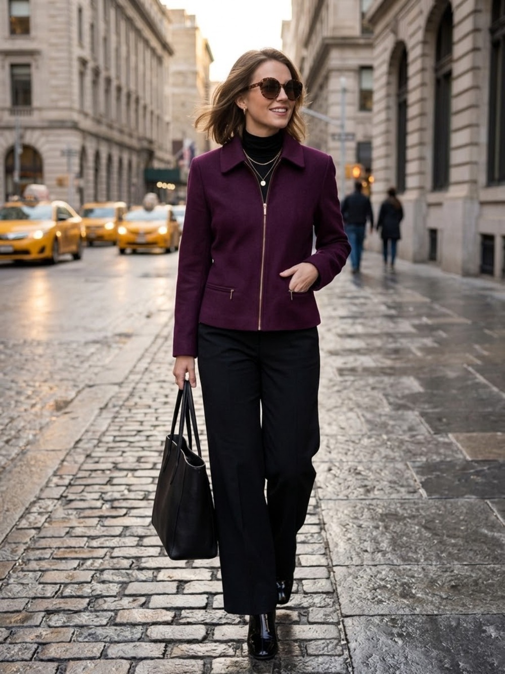 Casual Corner Women's Plum Zip Jacket